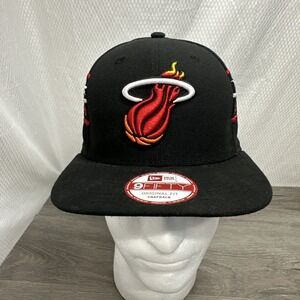 Miami Heat NBA New Era 9FIFTY Classic Snapback Hat Black Red basketball hat NBA